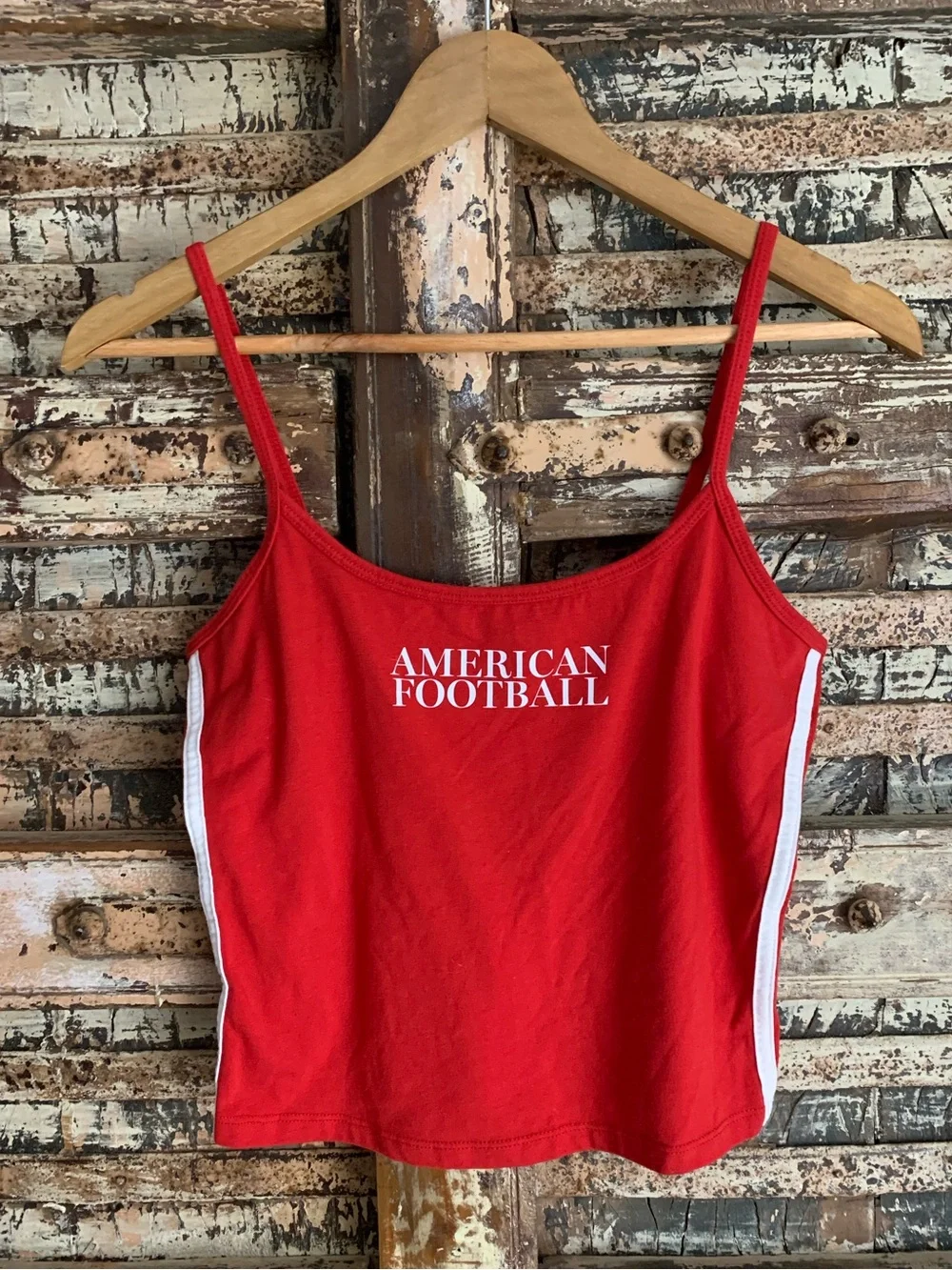 Wild Fable Red American Football Cropped Tank Top Stripes Y2K Game Day USA, S